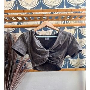 Oh Polly Brown Twist Front Cropped Top